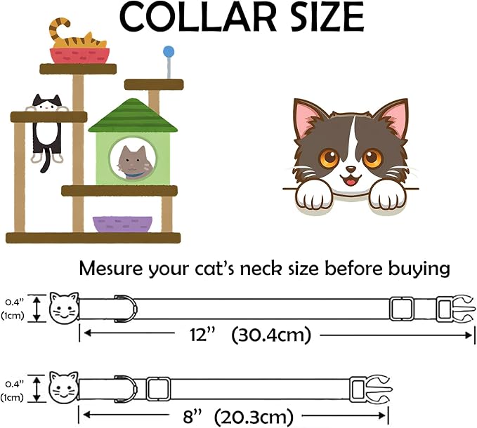 Elegant little tail 2 Pack Cat Collar-Pink Strip Cotton Breakaway Cat Collars with Bell Pendant Kitten for Girl Safety Adjustable Collar for Small Cats Puppy