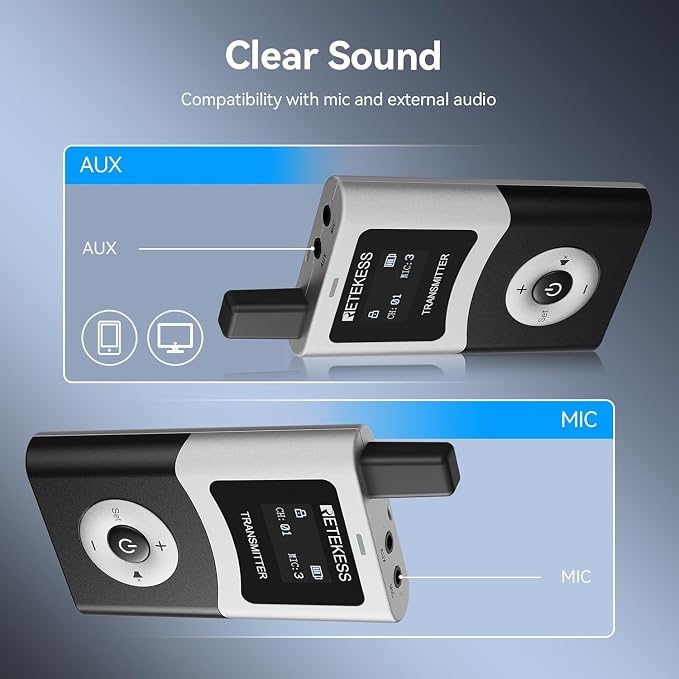 Retekess T130U Wireless Tour Guide System, 200 m, HiFi U-Band Digital Sound