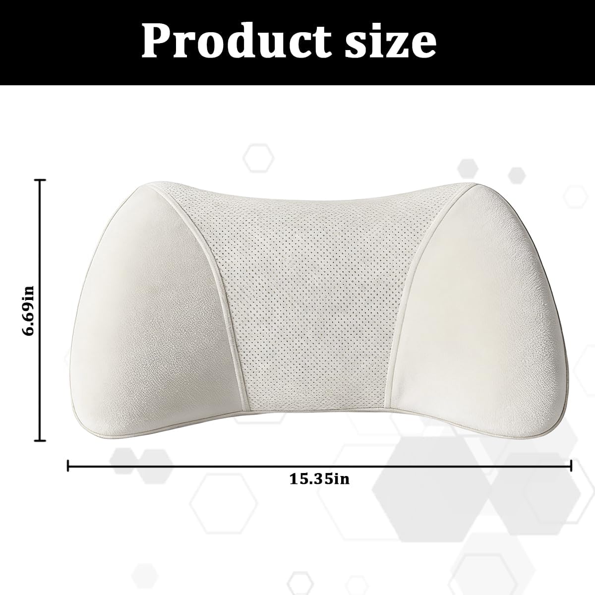 Car Lumbar Support Pillow, Memory Foam Vehicle Driver Seat Pillow Pad for Lower Back Pain Relief, Automotive Interior Lumbar Back Support Cushion, Universal for SUV RV Truck (Beige)