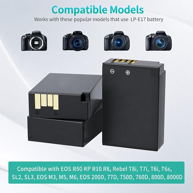 LP LP-E17 Battery and Charger Set, Rebel T8i, EOS M3, EOS 200D