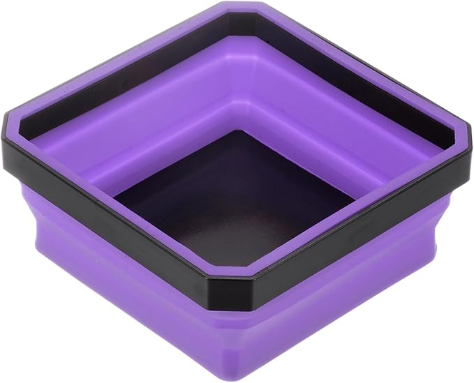 HARFINGTON Collapsible Magnetic Parts Tray Foldable Tool Trays Square Small Metal Parts Organiser for Fixing Screw Bolts Nuts Washers Pins, Purple