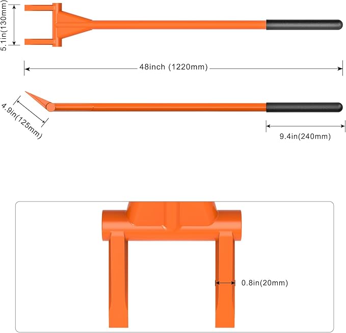 Dolibest 48'' Demo Bar, Heavy Duty 2-Tine Wrecking Bar with Ergonomic Handle for Efficient Wooden Demolition and Renovation, All-Steel Construction