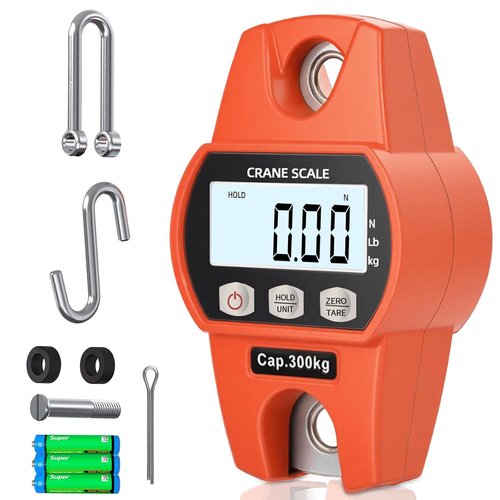 High-Accuracy Hanging Scale 660lb/300kg - Durable Aluminum Frame with LCD Display | Versatile Fishing & Luggage Scale