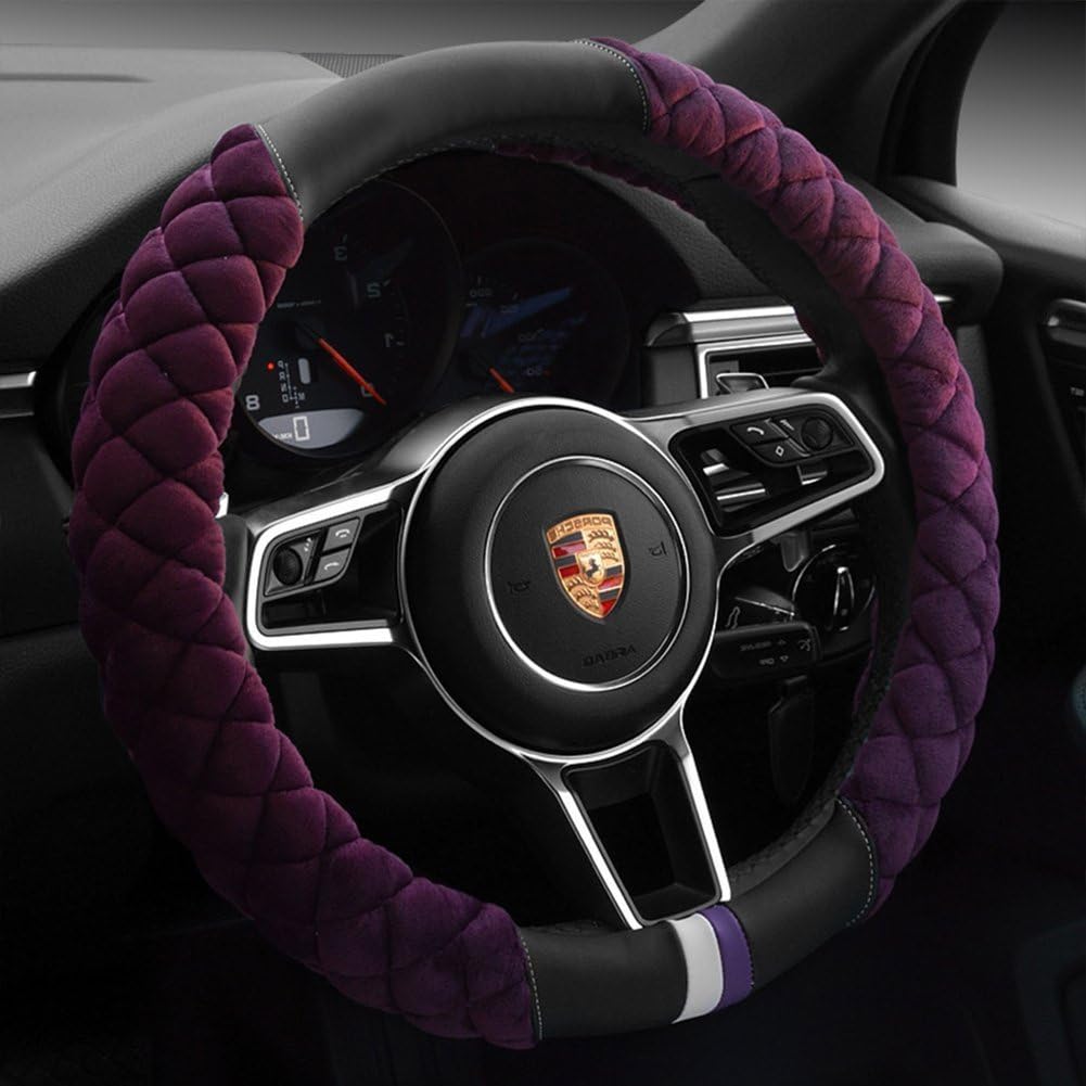 Cxtiy Fluffy Steering Wheel Cover Women Men Plush Steering Wheel Warmer for Winter Soft Fuzzy Luxury Car Accessories (A-Gray)