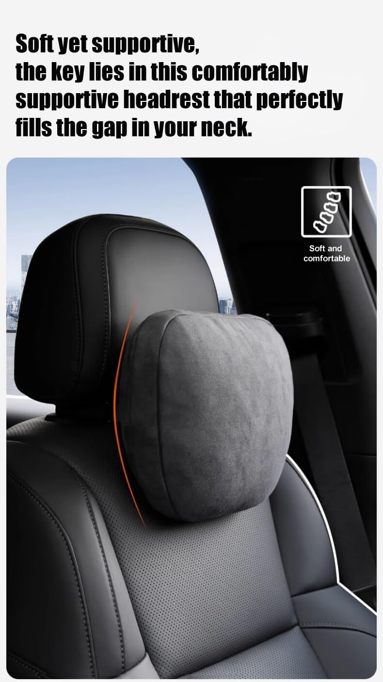 2-Pack Sorona Car Neck Pillow & Lumbar Support Suede Universal
