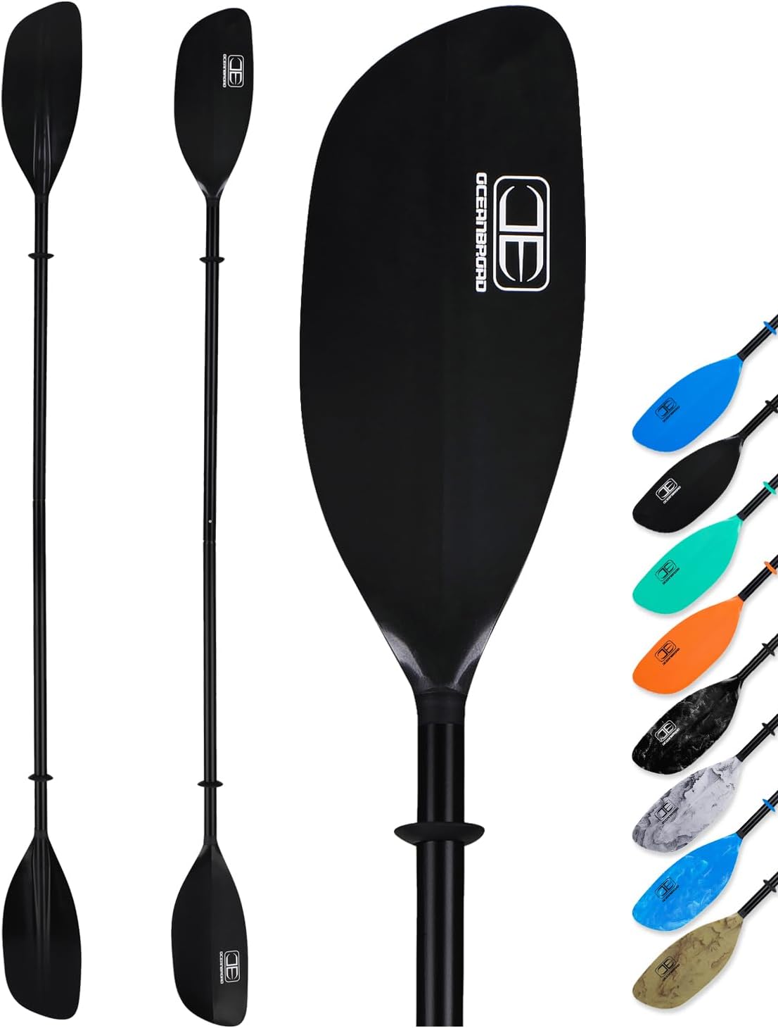 OCEANBROAD Kayak Paddle - Floatable 2-Piece Alloy Shaft Oar | 86in/218cm & 90.5in/230cm Options