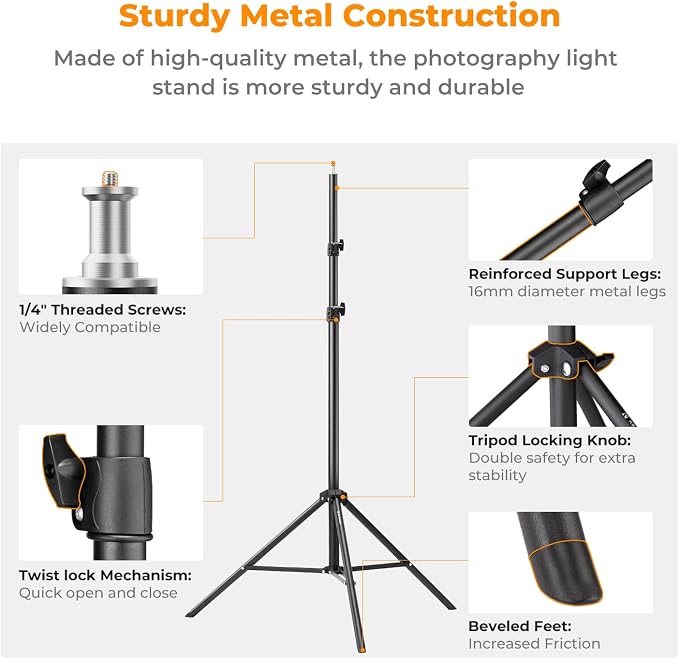 K&F CONCEPT Light Stand for Photography, 9.1ft/2.8M Portable Extendable Photo