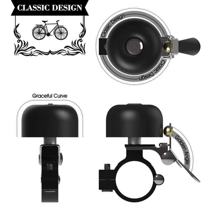 Vintage Brass Bike Bell – Loud & Clear 90dB Sound, Durable Metal Bicycle Bell for Adults & Kids, Fits 0.87'' - 1.25'' / 22.2-31.8mm Handlebars, Easy Install for Road & Mountain Bikes