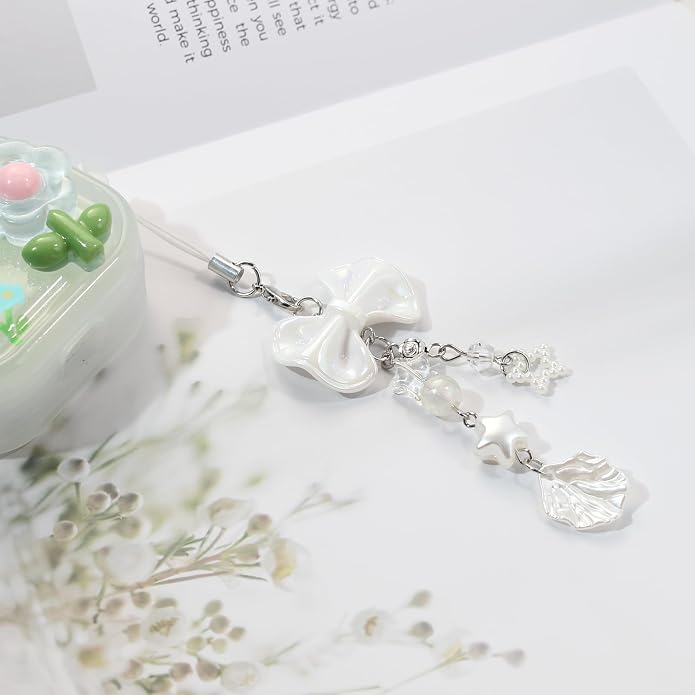 CMVFYL Beaded Camera Wrist Strap, Cute Phone Charms Strap, Pearl Bracelet Wrist