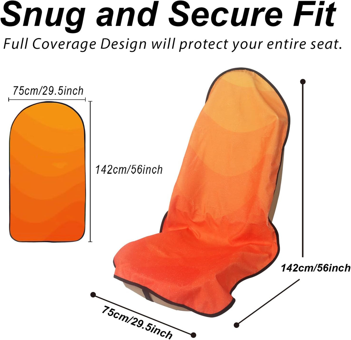 Sweat Towel Car Seat Cover Protector Front Seats for Gym Workout, Running, Swimming, Beach and Hiking, Waterproof Universal Seat Cover for Car, Trucks, Van & SUV (1, Gradient Orange, Front)