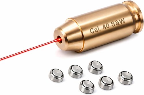 GOTICAL Tactical Red Laser Bore Sight - Cal .40 Brass Boresighter Cartridge for Precision Shooting