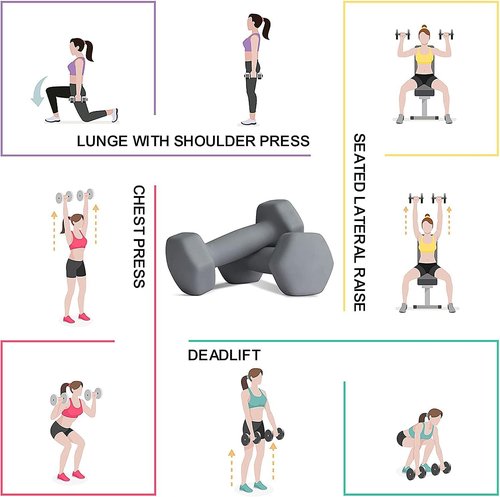 Balelinko Home Gym Equipment Workouts Strength Training Weight Loss Pilates Weights Yoga Sets Weights for Women, Men, Seniors and Youth, 12LB Gray, Pair