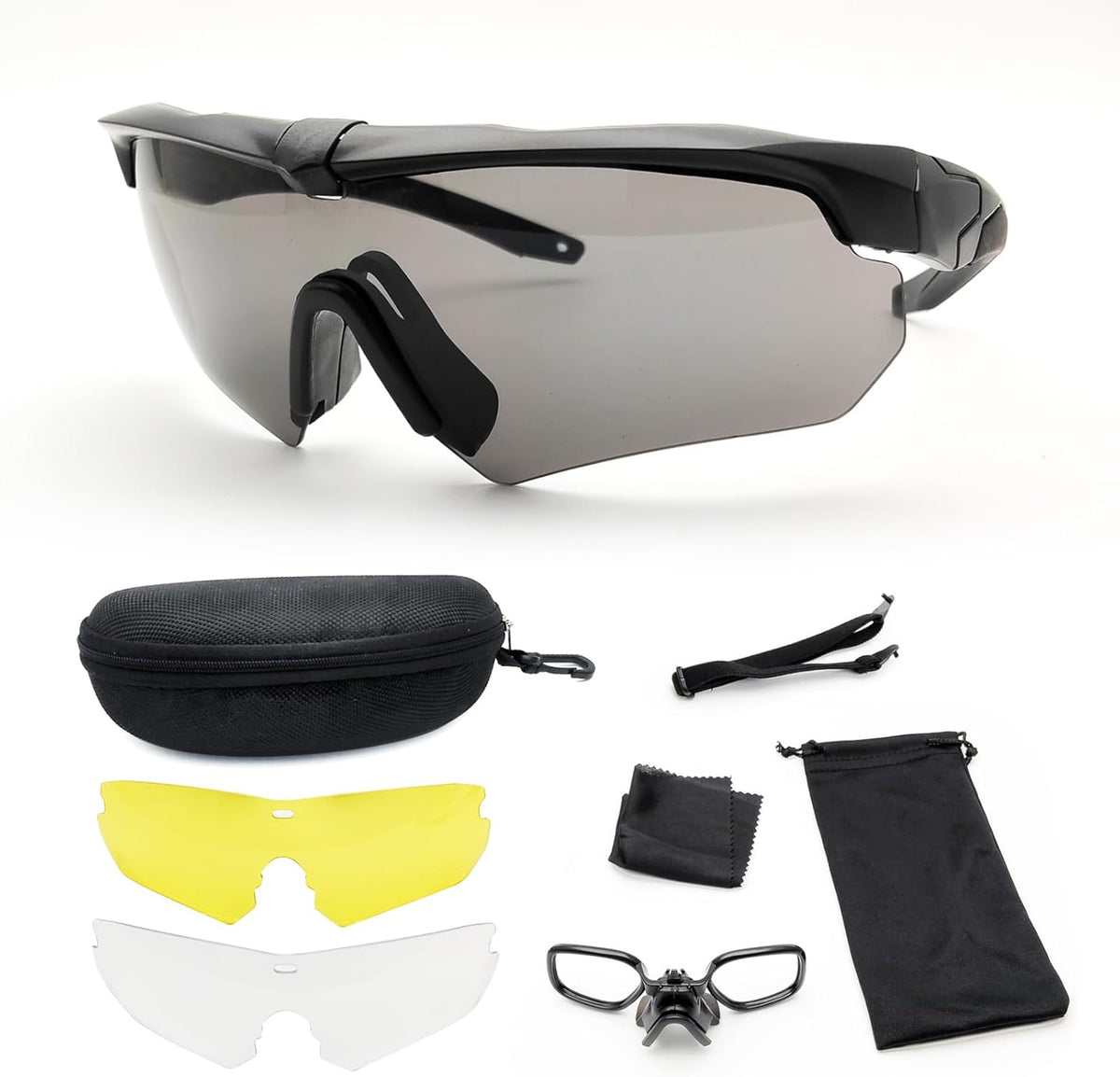 Skiennix Tactical Eyewear - Unisex Shooting Glasses with 3 Interchangeable Lenses | Airsoft Goggles