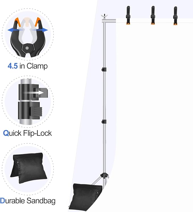 EMART Backdrop Stand 10x8.5ft Photo Studio Adjustable Background Stand Support