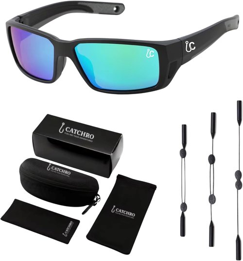 CATCHRO Polarized Fishing Sunglasses - UV Protection with Blue Mirror Lenses | Stylish & Durable
