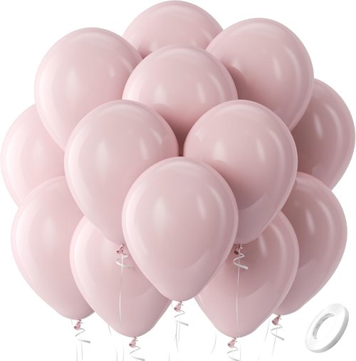 Bezente Dusty Pink Balloons - 100 Pack 12-Inch Round Latex Balloons for Graduation & Bachelorette Parties