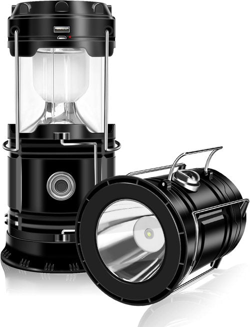 DIBMS Solar Camping Lantern - 2-Pack Collapsible LED USB Rechargeable Lights for Emergencies | Outdoor Use