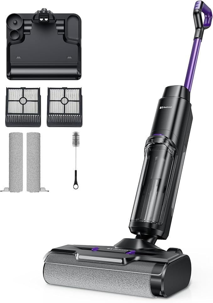 Redroad Wet Dry Vacuum Cleaner 16,000Pa,50Mins Runtime Cleaning Area 3,013 ft²,Cordless Vacuum Cleaner, Cordless Vacuum and Mop All in One,for Hard Floors Sticky Messes and Pet Hair,W15 Set