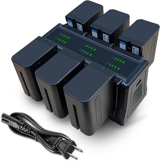 4&6 Pack NP-F970 Batteries 8900mAh and 4/6-Channel Charger Compatible