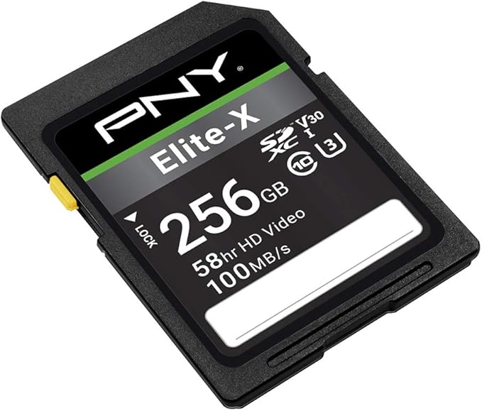 PNY 256GB Elite-X Class 10 U3 V30 SDXC Flash Memory Card