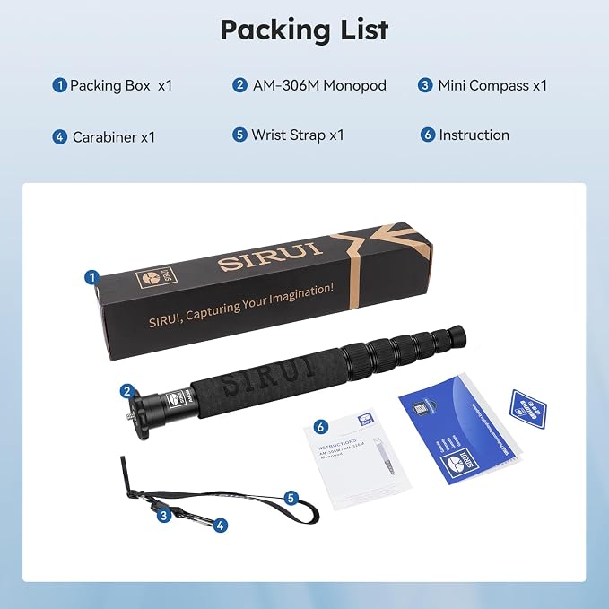 SIRUI AM-306M Camera Monopod, 6-Section 15.6-61.4 inches Aluminum Alloy
