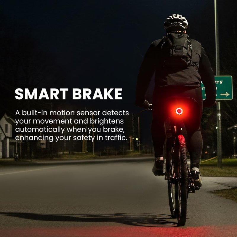 WSDCAM Smart Bike Tail Light with 7 Colors 15 Modes, Auto ON/OFF Colorful Bike Lights for Night Riding, Ultra Bright Brake Light Rechargeable Bicycle Rear Lights, Waterproof Cycling Safety Accessories
