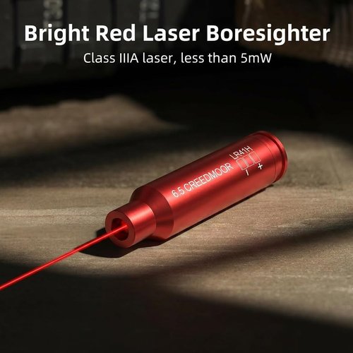 Gotical Red Laser Bore Sighter - Compatible with 6.5 Creedmoor Cartridge | Anodized Red, Battery Included