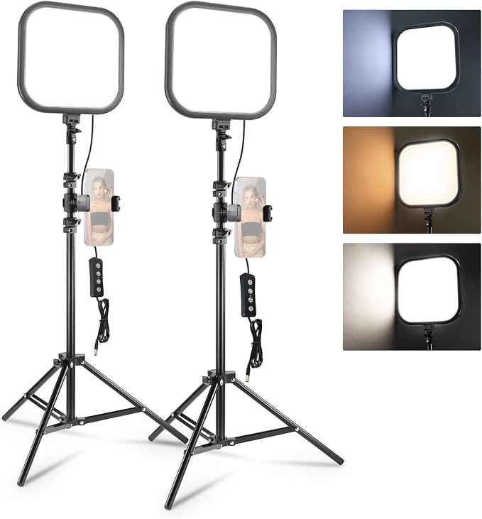 NEEWER Basics 2 Pack 15W 10.8" LED Video Light Panel Lighting Kit