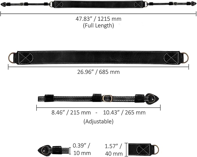 MegaGear Sierra Genuine Full-Grain Leather Camera Strap — Vintage Shoulder &