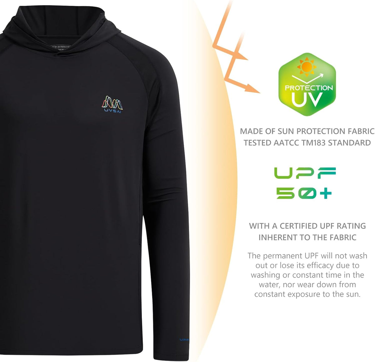 Skiennix Men's UPF 50+ Hoodie - Long Sleeve UV Protection Tee for Outdoor Hiking & Fishing