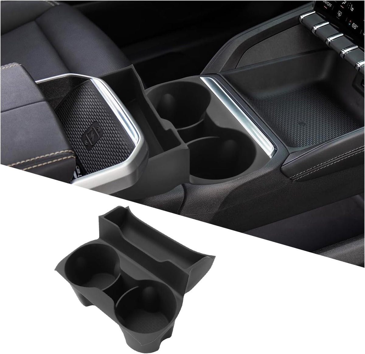 Ruiya 2027 Terrain Center Console Cup Holder for GMC Terrain 2027 Accessories Silicone Material 2 in 1 Console Organizer with Cup Holder Compatible with 2025 2026 2027 GMC Terrain Elevation/AT4/Denali