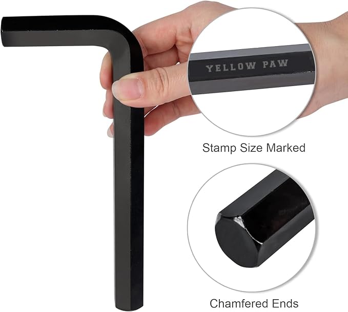 Yellow Paw Jumbo Allen Wrench Set (16 Pack - Extra Large Hex Key Set) Metric & Standard Sizes