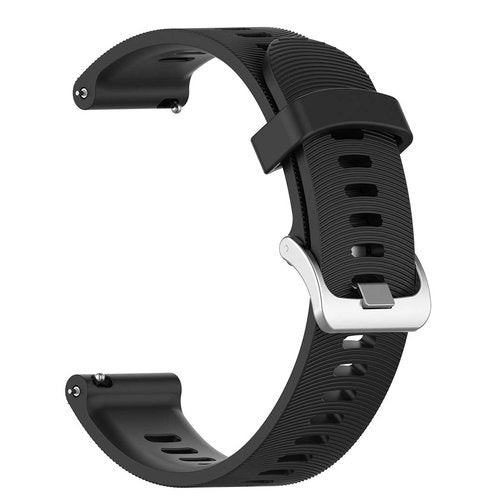 AWADUO For Garmin Forerunner 645 Replacement Band, 20mm Replacement Silicone Wrist Band Strap For Garmin Forerunner 645/245 Music (Silicone Black)
