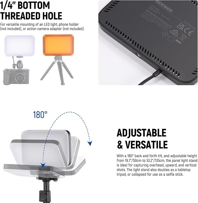 NEEWER Basics LED Video Light Panel Lighting Kit, Bi Color Dimmable Portable
