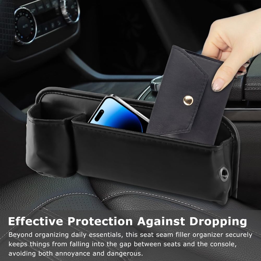 2‑Pack Anti‑Drop Car Seat Gap Filler Organizer, Leather Console Organizer