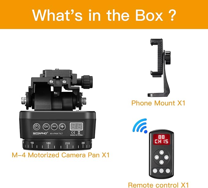 Soonpho M4 Motorized Rotating Panoramic Tripod Head, Remote Control Pan Tilt