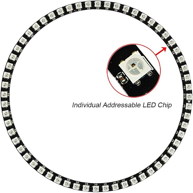 60 LEDs WS2812B 5050 RGB LED Ring Lamp Light Individually Addressable Full