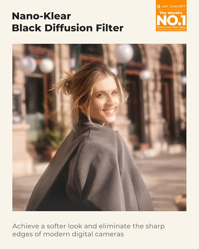 K&F CONCEPT 49mm Black Diffusion 1/2 Filter Mist Cinematic Effect Filter