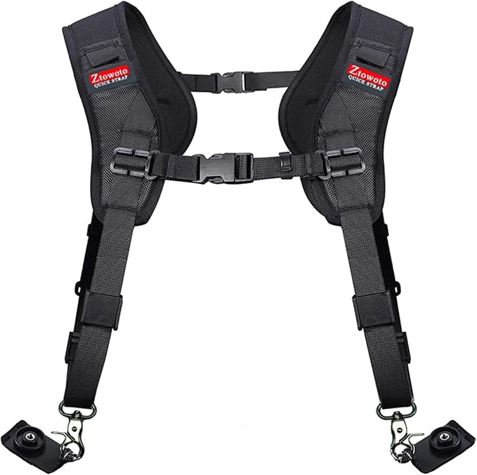 Double Shoulder Camera Strap Harness Quick Release Adjustable Dual Camera