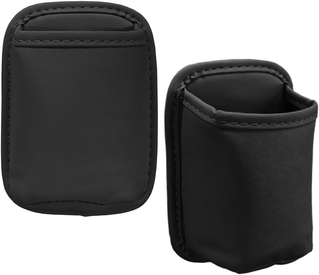 2PCS Large Cup Holder for Car Door - Clip On Vehicle Hanging Water Bottle Drink Holder Car Back Seat Pocket - Scratch-Resistant PU Leather Beverage Storage Organizer for Cars Trucks (Black)