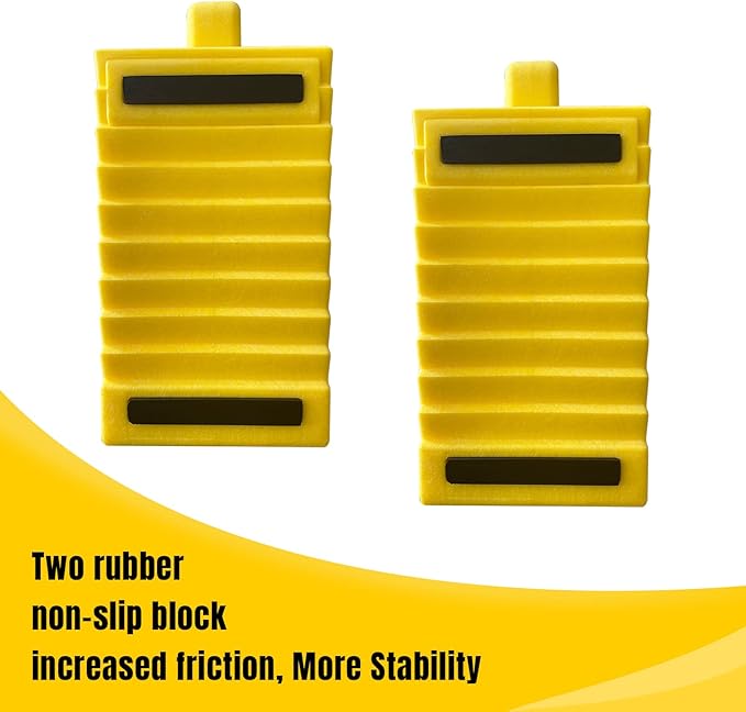 HOXWELL Wheel Chocks Premium, Heavy Duty Camper Vehicle Wedge Design with Black Rubber Bottom Chocks for Travel Trailers, Truck, Car, RV Yellow 4 Pcs