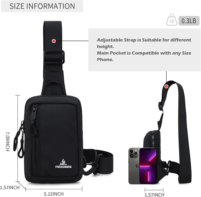 Peicees Small Crossbody Bag for Men Women Mini Sling Bag Travel Running Phone