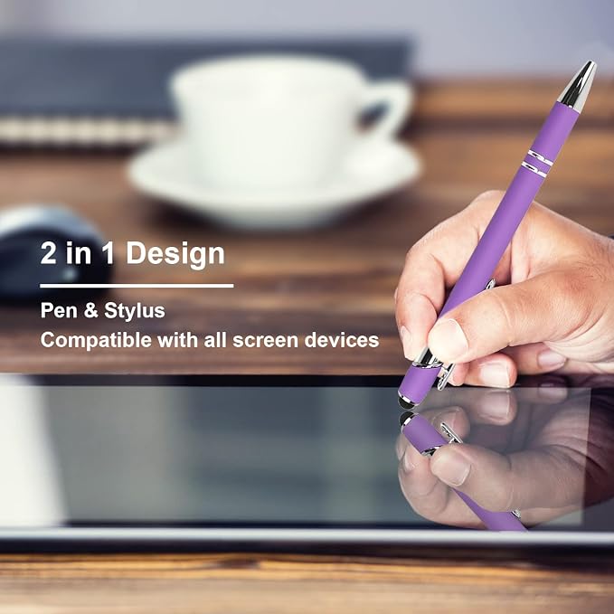 Oddmoal Ballpoint Pen with Stylus Tip, Soft Touch Click Metal Pen, 1.0mm Medium