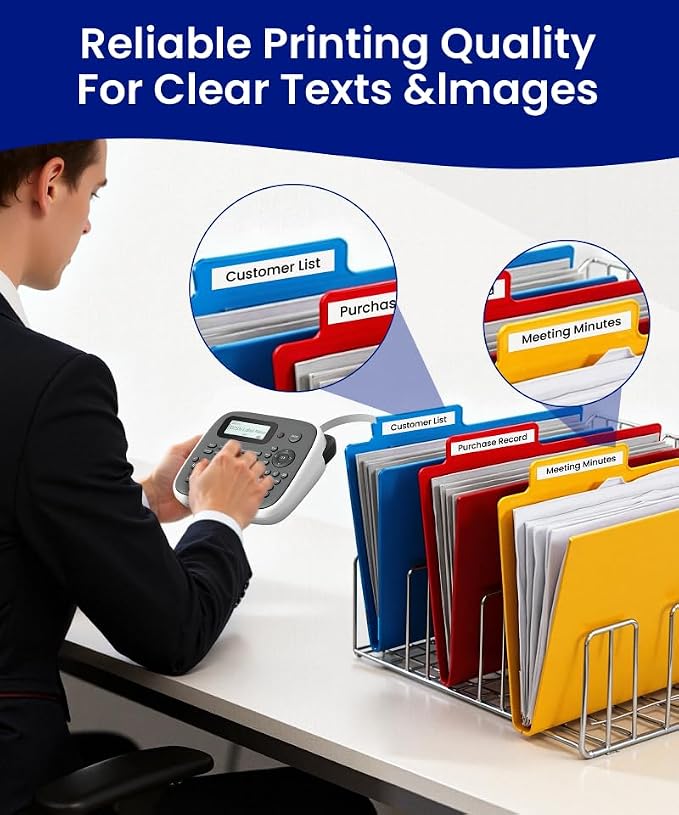 Label Maker Machine with Tape, Label Maker Waterproof Labels 12mm, D210s