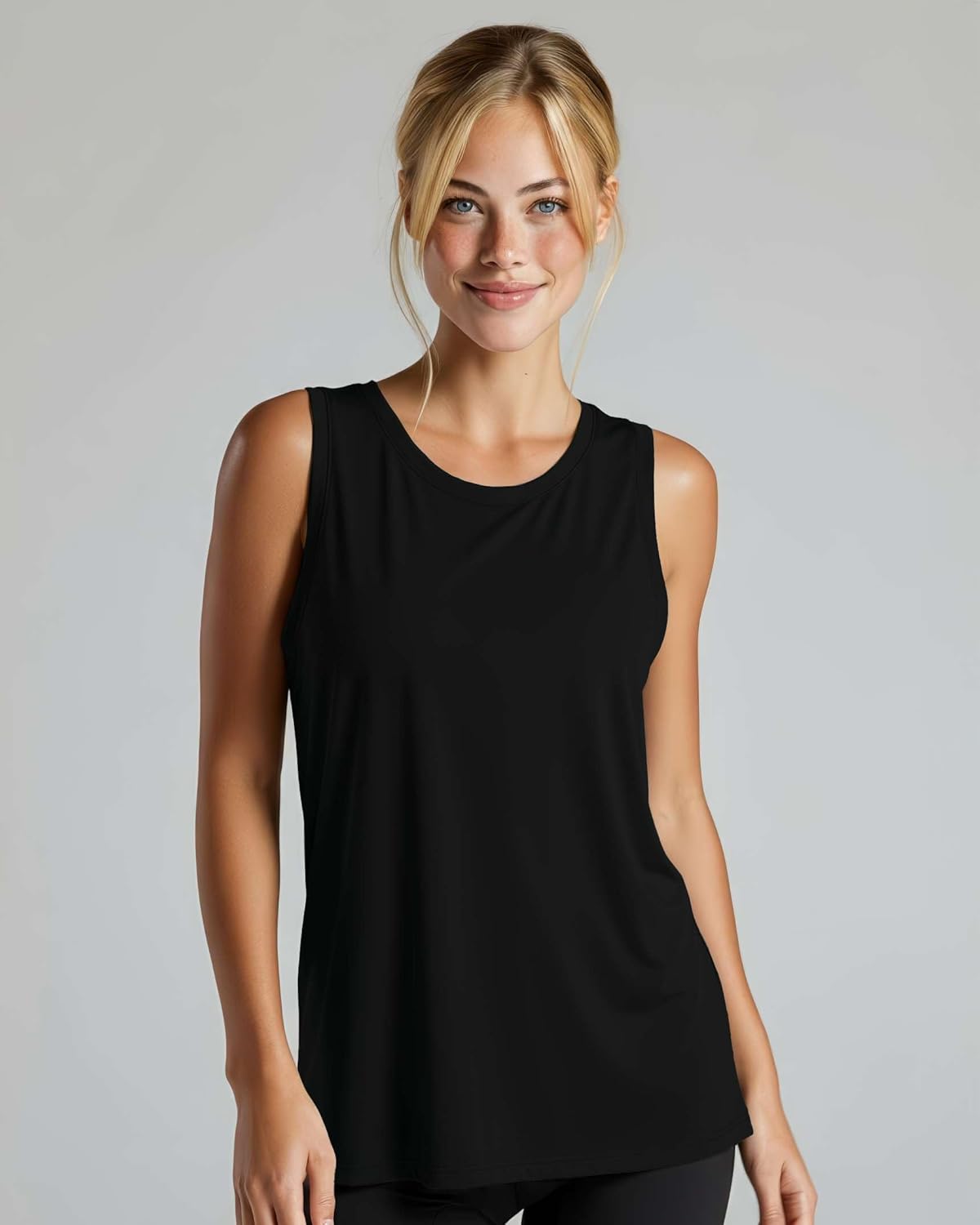 Real Essentials Women's Dry-Fit Tank Tops - 5 Pack Racerback Sleeveless Athletic Shirts (Plus Sizes Available)