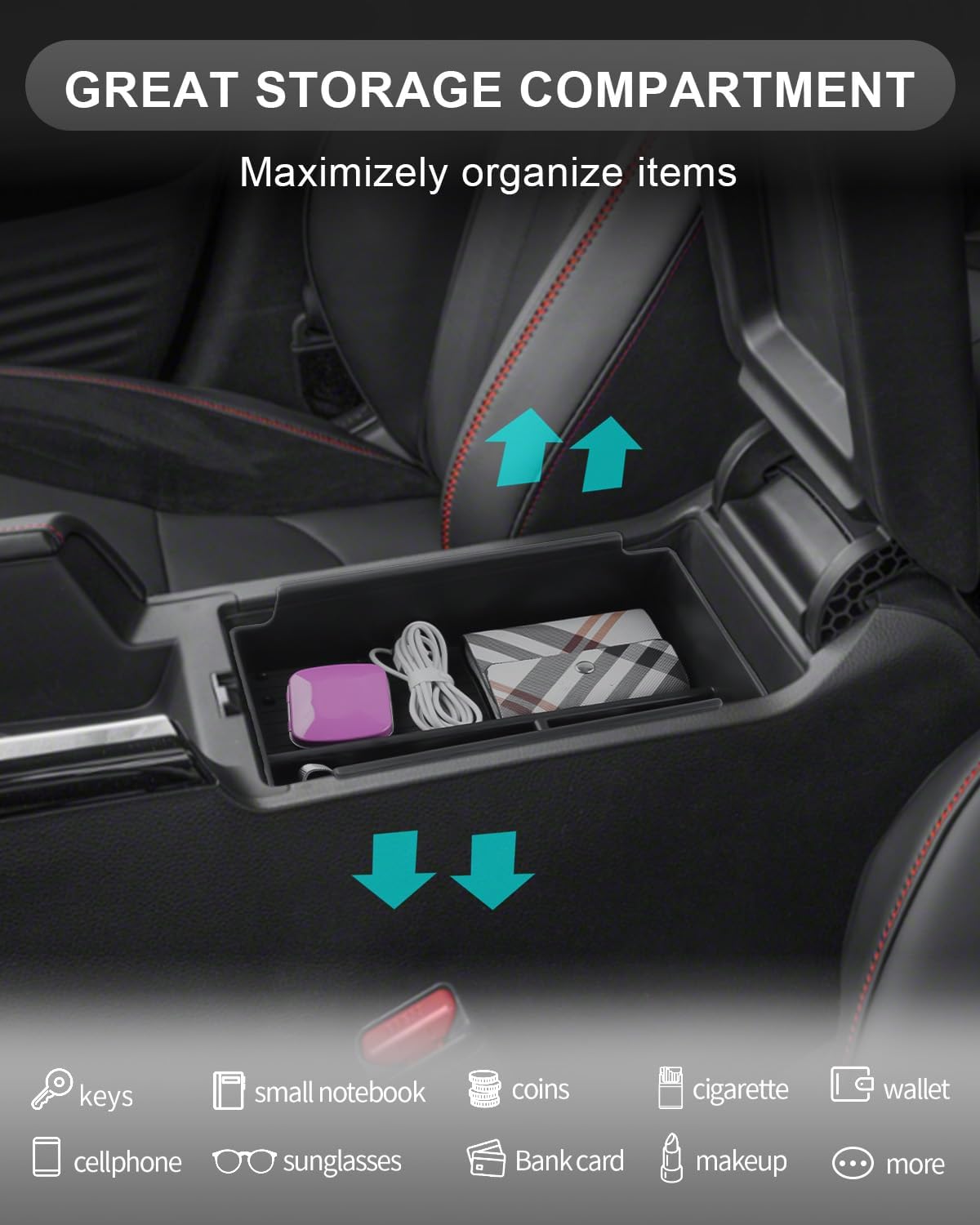 CDEFG for 2025 2026 ADX Center Console Organizer for 2025 2026 ADX Accessories Middle Console Organizer Armrest Storage Box
