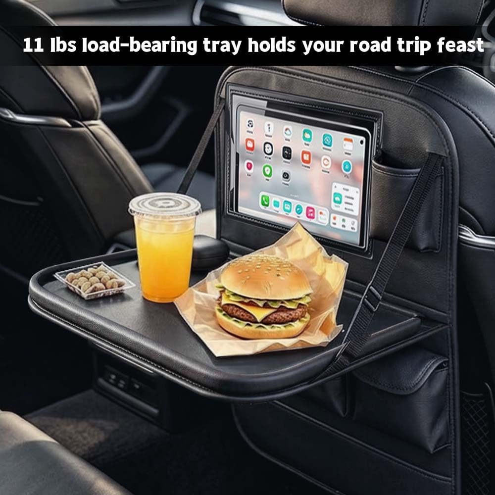 1 Pack Backseat Car Organizer with Foldable Anti-Sag Tray & Tablet Window