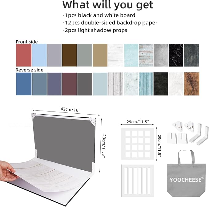 Photo Backdrop Board for Product Photography, 16.5x11.7 Inch Food Photography