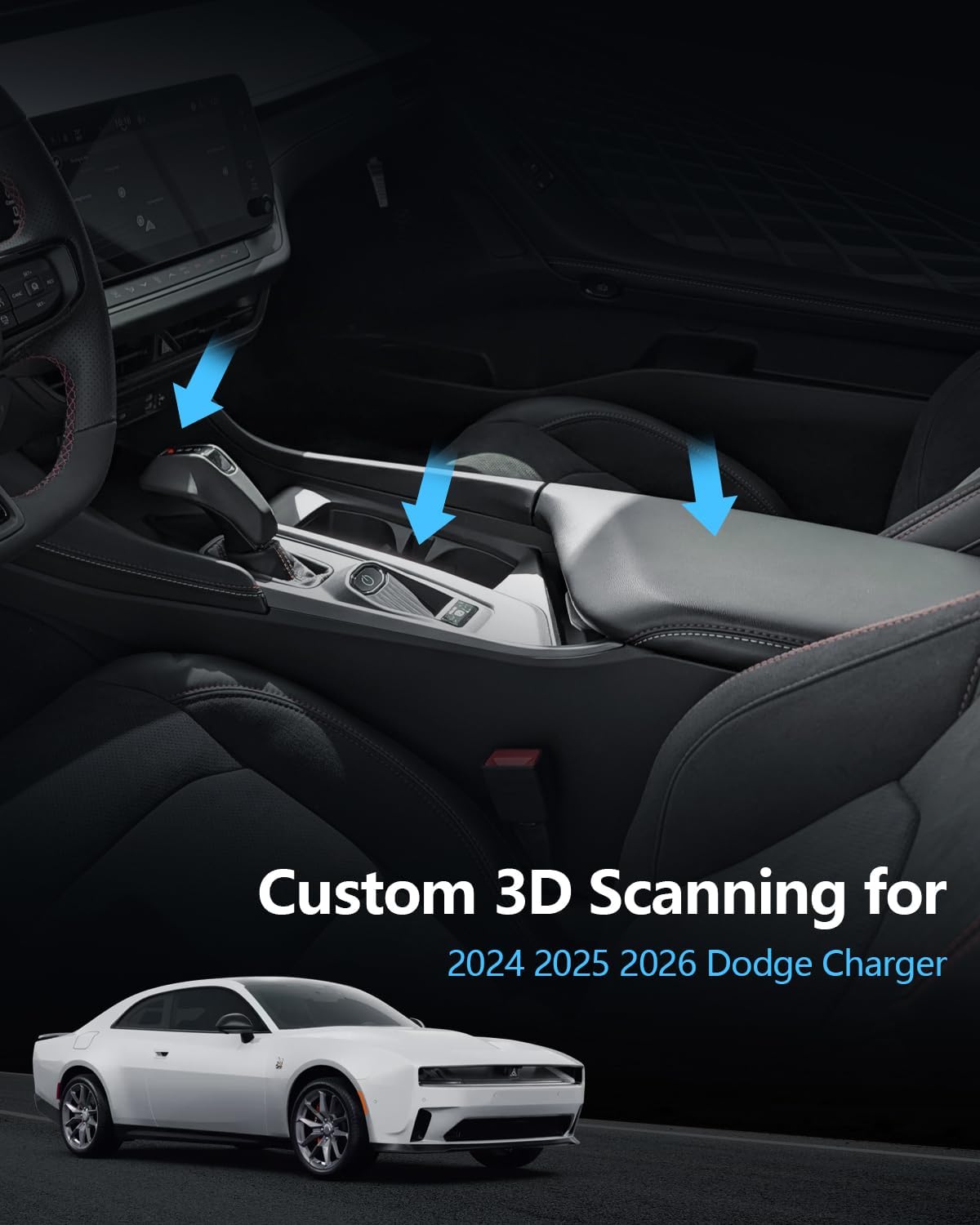 SKTU 3Pack for 2024-2027 Dodge Charger Center Console Organizer Cup Holder