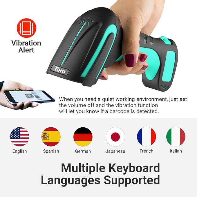Tera 1D 2D QR Barcode Scanner Wireless